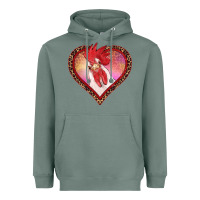 Sage valentines day rooster with leopard heart Heavyweight Hoodie - RanaPortraitStore