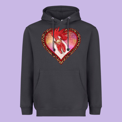 Valentines Day Rooster With Leopard Heart Heavyweight Hoodie Designed By Ranaportraitstore