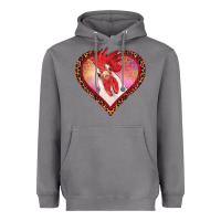 Storm valentines day rooster with leopard heart Heavyweight Hoodie - RanaPortraitStore