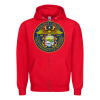 Red Suny Maritime Full Color Zipper Hoodie - linhVisuals