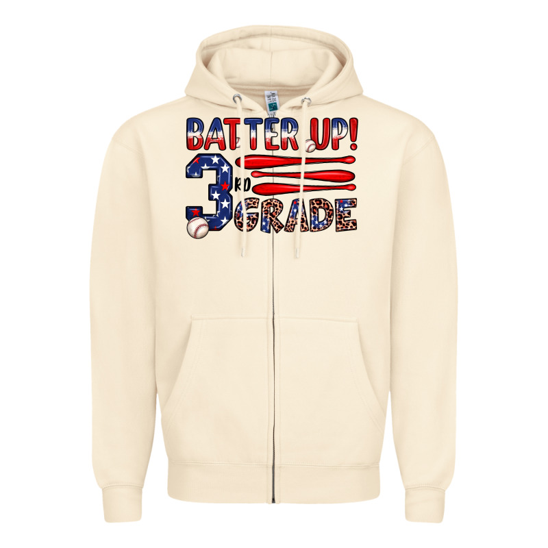 Batter Up 3rd Grade Zipper Hoodie by JahusDesignShop | Teevron