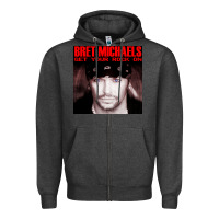 Charcoal Heather #bret michaels get your rock on tour 2022 Zipper Hoodie - linhVisuals