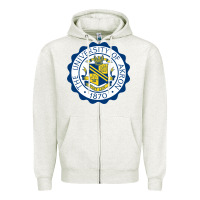 Oatmeal Heather University Of Akron Zipper Hoodie - linhVisuals