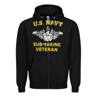 Black submarine veteran tshirt Zipper Hoodie - linhVisuals