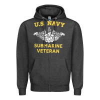 Charcoal Heather submarine veteran tshirt Zipper Hoodie - linhVisuals
