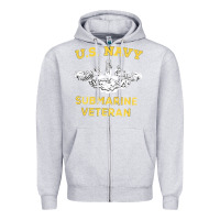 Heather Grey submarine veteran tshirt Zipper Hoodie - linhVisuals