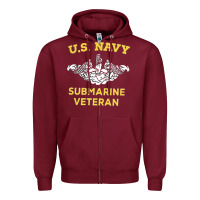 Burgundy submarine veteran tshirt Zipper Hoodie - linhVisuals
