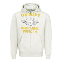 Oatmeal Heather submarine veteran tshirt Zipper Hoodie - linhVisuals