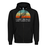 Black funny i just really like turkeys thanksgiving Zipper Hoodie - linhVisuals
