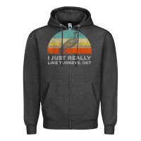 Charcoal Heather funny i just really like turkeys thanksgiving Zipper Hoodie - linhVisuals