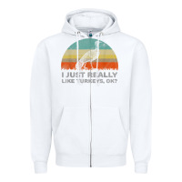 White funny i just really like turkeys thanksgiving Zipper Hoodie - linhVisuals