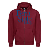 Burgundy Peru State College Wordmark Zipper Hoodie - linhVisuals