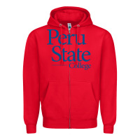 Red Peru State College Wordmark Zipper Hoodie - linhVisuals