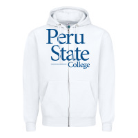 White Peru State College Wordmark Zipper Hoodie - linhVisuals