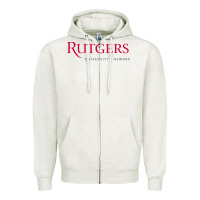 Oatmeal Heather Rutgers University Newark Logotype Zipper Hoodie - linhVisuals