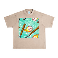 French Oak baseball bat with thunders seamless pattern Urban Heavy Tee - BundleAndBundleShop