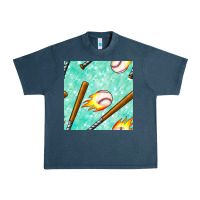 Midnight Navy baseball bat with thunders seamless pattern Urban Heavy Tee - BundleAndBundleShop