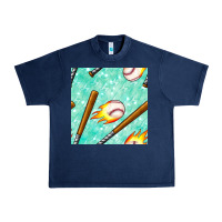 Navy baseball bat with thunders seamless pattern Urban Heavy Tee - BundleAndBundleShop