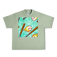 Oil Green baseball bat with thunders seamless pattern Urban Heavy Tee - BundleAndBundleShop