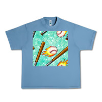 Pebble Blue baseball bat with thunders seamless pattern Urban Heavy Tee - BundleAndBundleShop