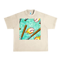 Sandshell baseball bat with thunders seamless pattern Urban Heavy Tee - BundleAndBundleShop