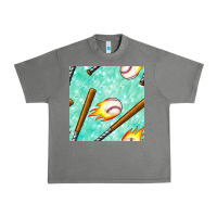 Tornado baseball bat with thunders seamless pattern Urban Heavy Tee - BundleAndBundleShop