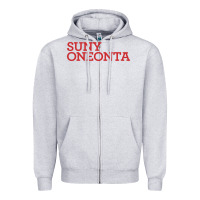 Heather Grey Suny Oneonta Wordmark Zipper Hoodie - linhVisuals