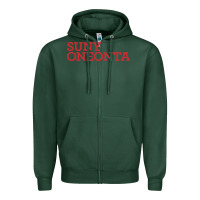 Sports Green Suny Oneonta Wordmark Zipper Hoodie - linhVisuals