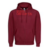 Burgundy Suny Oneonta Wordmark Zipper Hoodie - linhVisuals