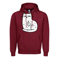 Burgundy cat giving the finger Zipper Hoodie - linhVisuals