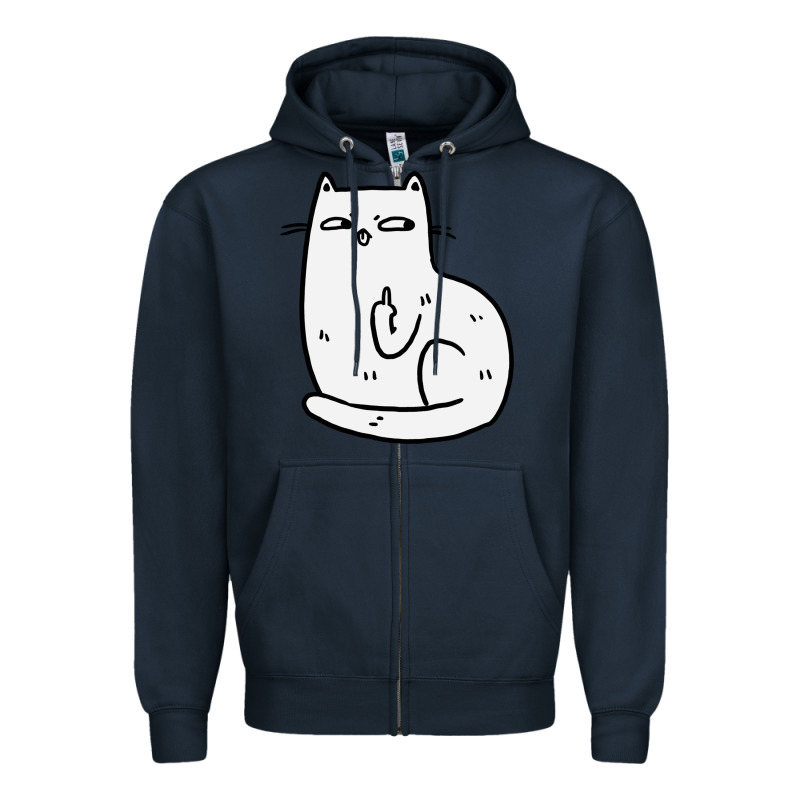 Cat Giving The Finger Zipper Hoodie by linhVisuals | Teevron
