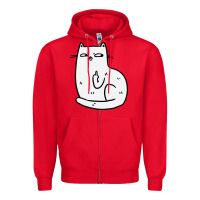 Red cat giving the finger Zipper Hoodie - linhVisuals