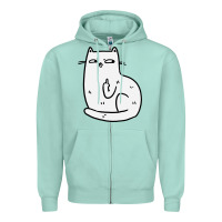 Seafoam cat giving the finger Zipper Hoodie - linhVisuals