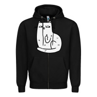 Black cat giving the finger Zipper Hoodie - linhVisuals