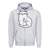 Heather Grey cat giving the finger Zipper Hoodie - linhVisuals