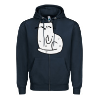 Navy cat giving the finger Zipper Hoodie - linhVisuals