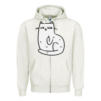 Oatmeal Heather cat giving the finger Zipper Hoodie - linhVisuals