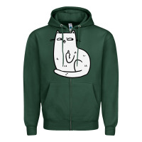 Sports Green cat giving the finger Zipper Hoodie - linhVisuals