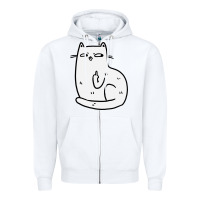 White cat giving the finger Zipper Hoodie - linhVisuals