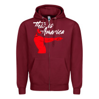 Burgundy this is america meme Zipper Hoodie - linhVisuals