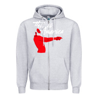 Heather Grey this is america meme Zipper Hoodie - linhVisuals