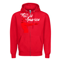Red this is america meme Zipper Hoodie - linhVisuals