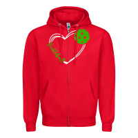 Red love pickleball women Zipper Hoodie - linhVisuals