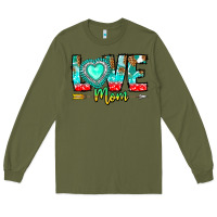 Army Green Love Mom Long Sleeve Tee - CowhideDigitalArt