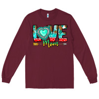 Burgundy Love Mom Long Sleeve Tee - CowhideDigitalArt
