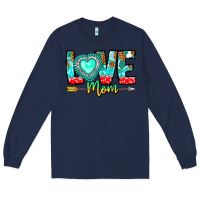 Navy Love Mom Long Sleeve Tee - CowhideDigitalArt