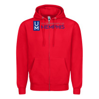 Red University Of Memphis Wordmark Zipper Hoodie - linhVisuals