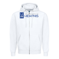 White University Of Memphis Wordmark Zipper Hoodie - linhVisuals