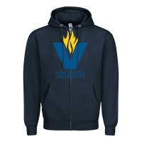 Navy Vincennes University Zipper Hoodie - linhVisuals
