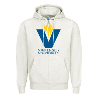 Oatmeal Heather Vincennes University Zipper Hoodie - linhVisuals